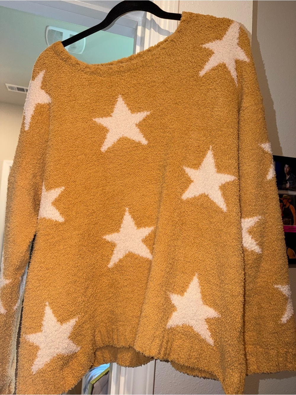easel Mustard Star-Print Crewneck Sweater